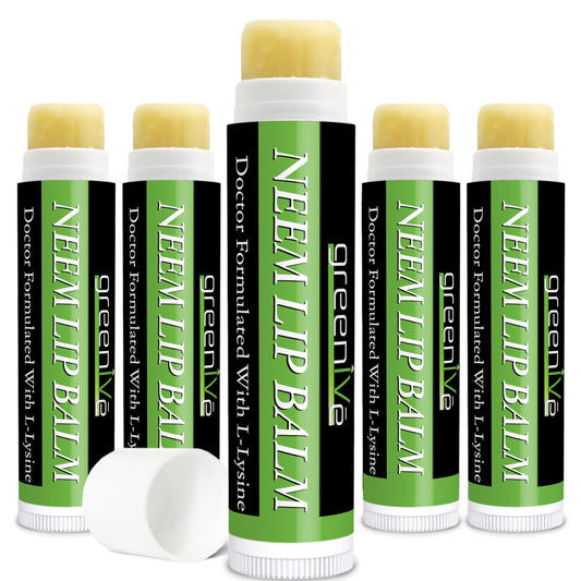 GreenIVe Neem Lip Balm Vegan Lip Moisturizer Neem Seed Oil L-Lysine Handcrafted Natural Lip Care Chap Stick for Dry Lips Cracked Lips Sensitive Lips Beauty and Personal Care GreenIVe