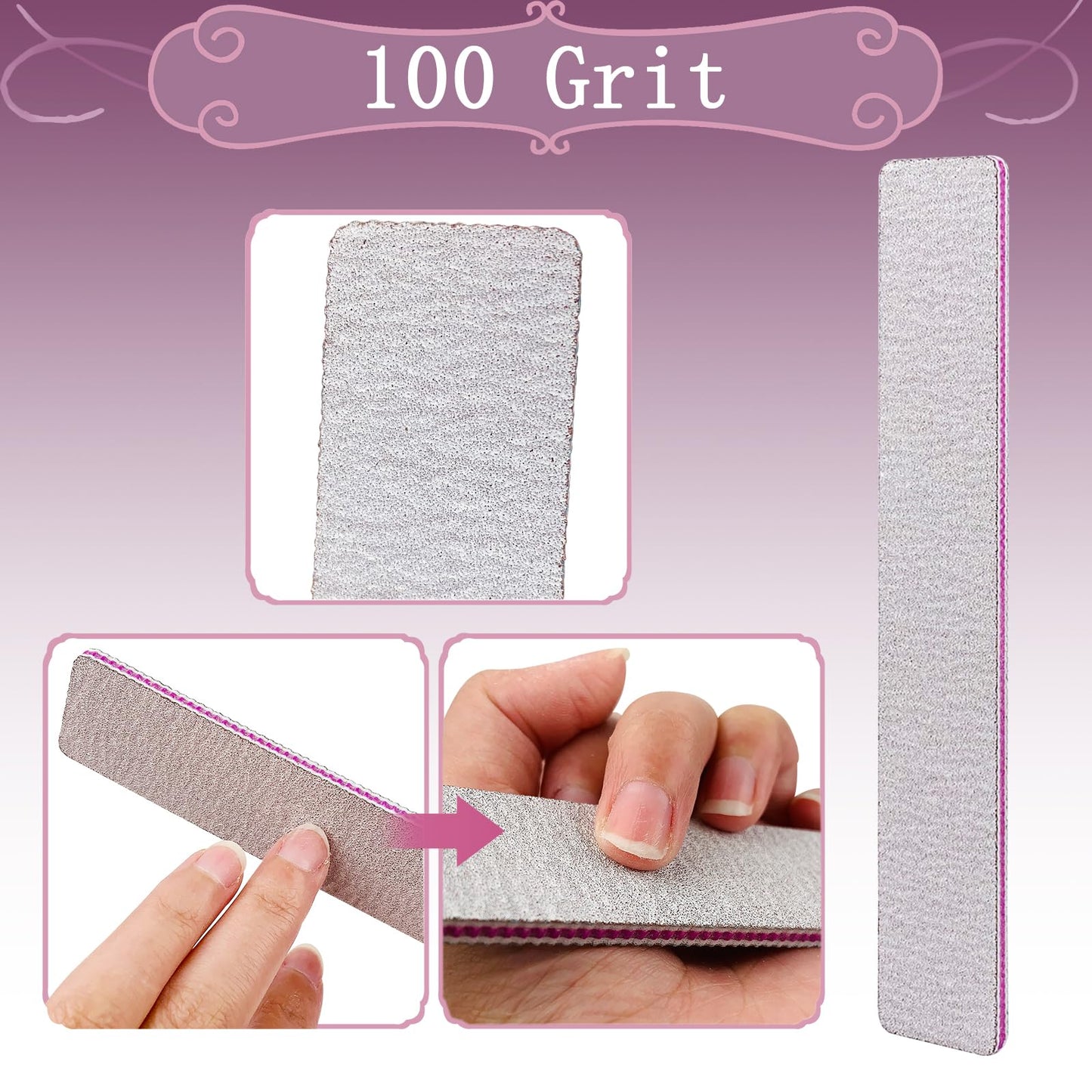 HeeYaa Nail File 12 PCS Professional Reusable 100/180 Grit Double Sides Washable Nail File Manicure Tools for Poly Nail Extension Gel and Acrylic Beauty & Personal Care HeeYaa