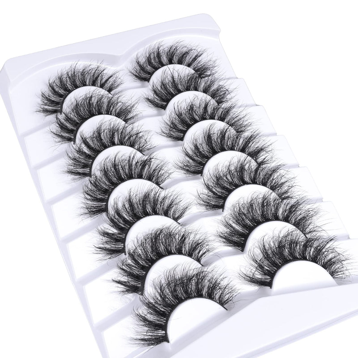 Mebver Lashes Eyelashes 8D Fluffy False Eyelashes Wispy Faux Mink Lashes Light Weight Fake Eyelashes Cat Eye Lashes 7 Pairs Pack, Black Beauty & Personal Care Mebver