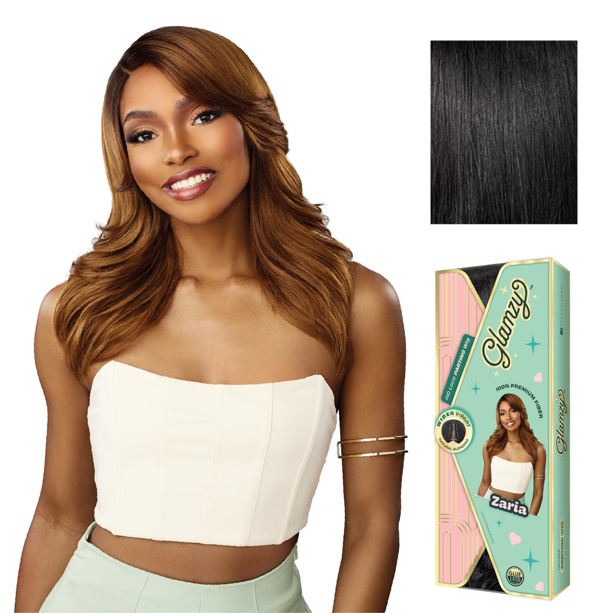 Sensationnel Glamzy Lace Part Wig-Zaria, 1 JETBLACK