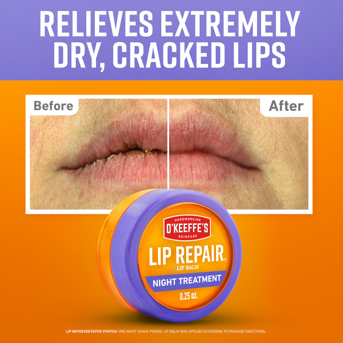 O'Keeffe's Lip Repair Night Treatment Lip Balm for Dry, Cracked Lips - 0.25 Ounce Jar (1 Pack) - Moisturizer Extremely Cracked, Dry Lips Beauty & Personal Care O'Keeffe's