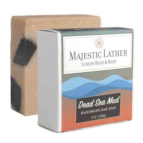 Dead Sea Mud Luxury Handmade Bar Soap for Face & Body. Gentle Cleansing, Moisturizing, Purifying & Nourishing - Shea Butter & Natural Oils. Cold Beauty & Personal Care Majestic Lather