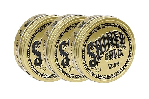 Shiner Gold Matte Clay Pomade | Strong Hold | Matte Finish | Water Based | Coconut Scent, 3.5oz Pack of 3 Beauty & Personal Care Shiner Gold Pomade