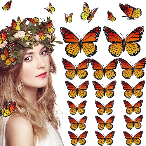 12 Pcs Dia De Los Muertos Monarch Butterfly Hair Clips, 4 Size 3D Simulation Butterflyr Hair Barrettes Butterfly Headwear Clips for Halloween Day Beauty & Personal Care BeapTcely