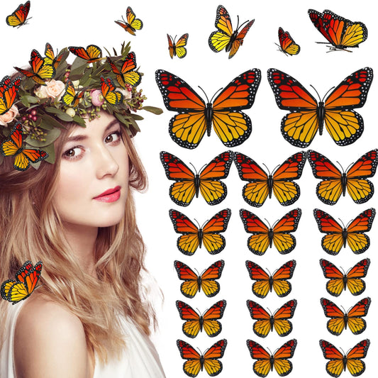 12 Pcs Dia De Los Muertos Monarch Butterfly Hair Clips, 4 Size 3D Simulation Butterflyr Hair Barrettes Butterfly Headwear Clips for Halloween Day Beauty & Personal Care BeapTcely
