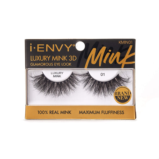 i-ENVY Luxury Mink Collection False Eyelashes 100% Real Mink Glamorous Eye Look Lashes Maximum Fluffiness 3D Multi-Curl Angle (1 Pack) Beauty & Personal Care i•ENVY