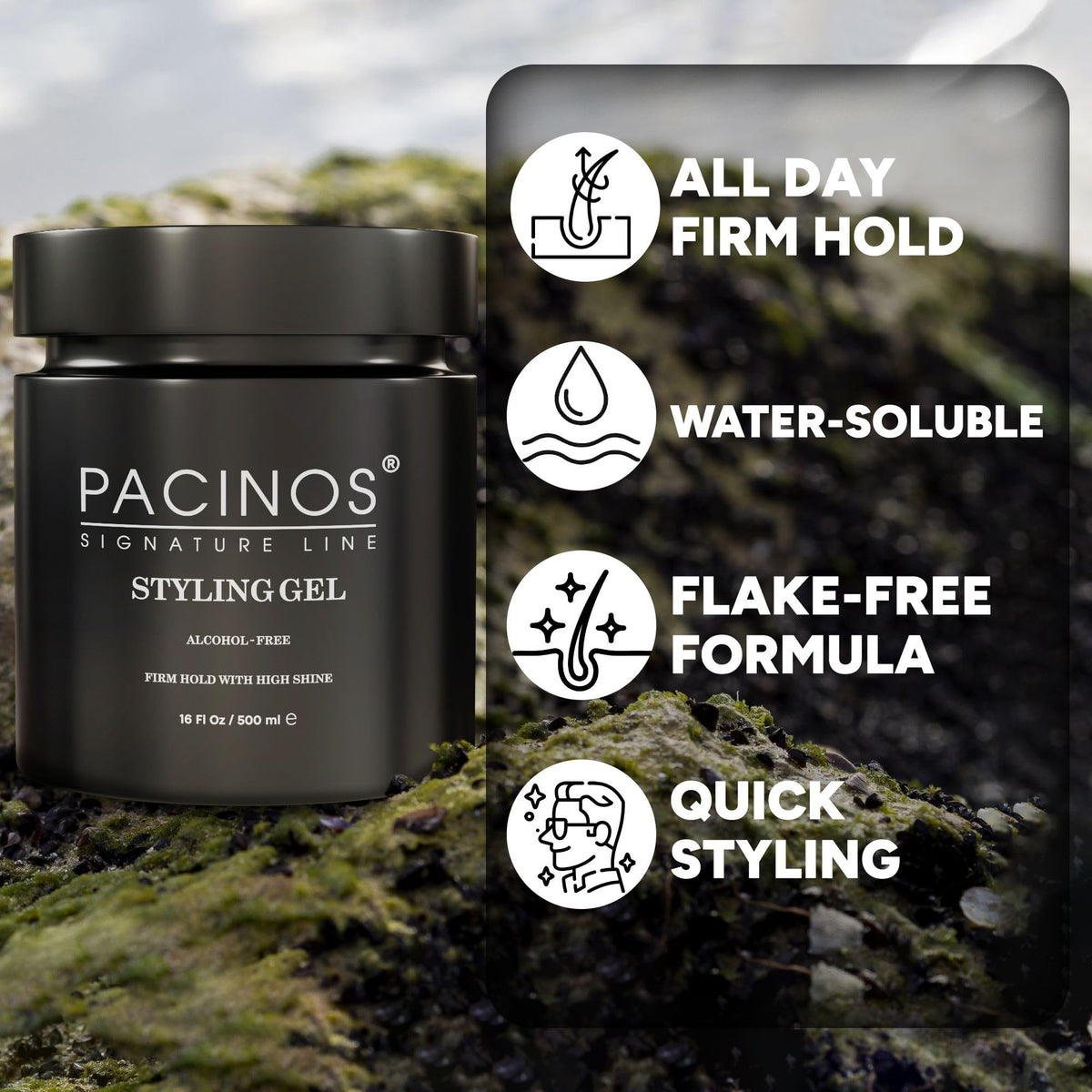 Pacinos Hair Gel for Men - Firm Hold with Flexible Styling - High Shine Wet Look Finish - Easy to Rinse Water Based Formula - No Flakes - Suits All Beauty & Personal Care Pacinos