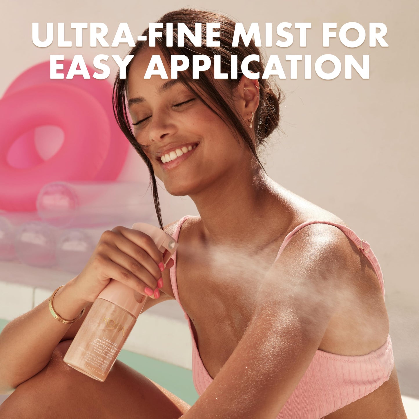 Kopari Rose Gold Sunglaze Sheer Body Mist Sunscreen SPF 42, Infused with Shimmering Body Oil, Hydrating Mist, Hydrates, Brightens, Makeup Friendly Beauty & Personal Care Kopari