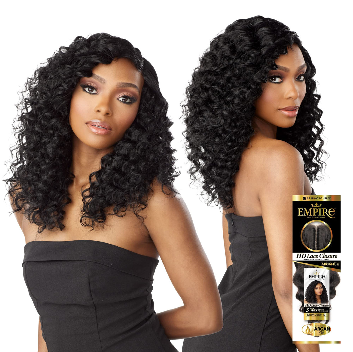 Sensationnel Empire Humanhair Lace Closure-New Deep 12 Inch,1 JETBLACK
