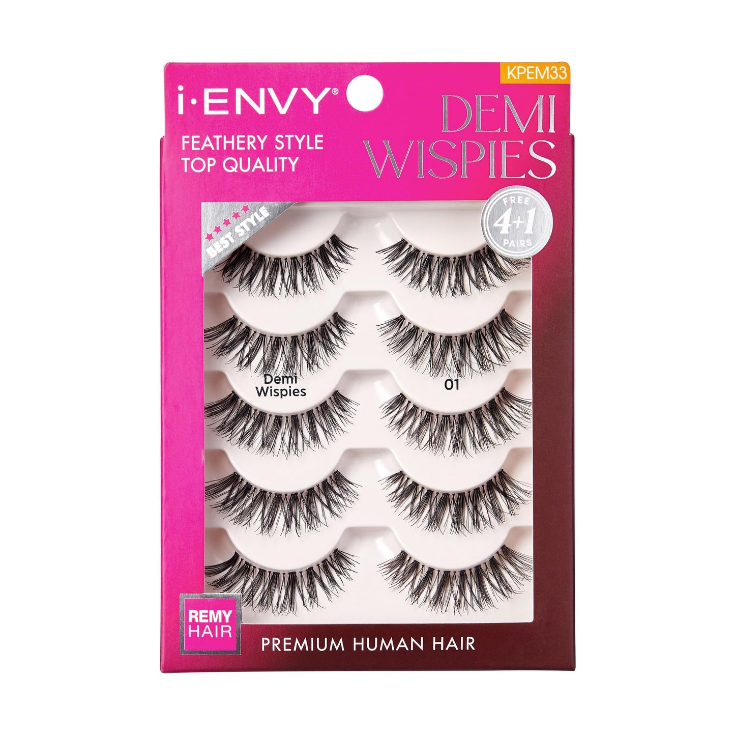 i-ENVY 5 Pairs Demi Wispies False Lashes (1 Pack), Premium Quality 100% Human Hair, Fluffy Feathered Eyelashes With Volume & Curl, Natural Look Beauty & Personal Care i•ENVY