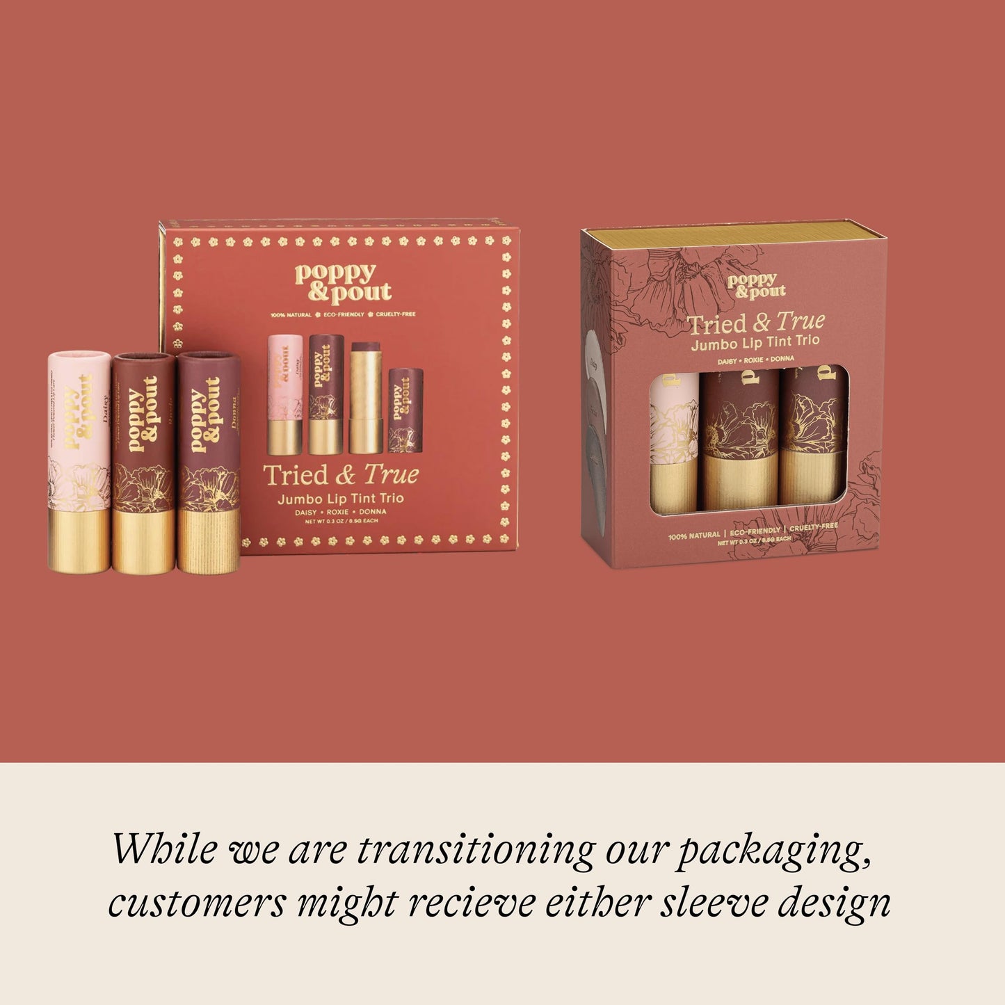Poppy & Pout All Natural Lip Tints, Sustainable Cardboard Tubes, Hand-filled, Beeswax, Vitamin E, Coconut Oil, Cruelty Free (Tried & True Trio) Beauty and Personal Care Poppy & Pout