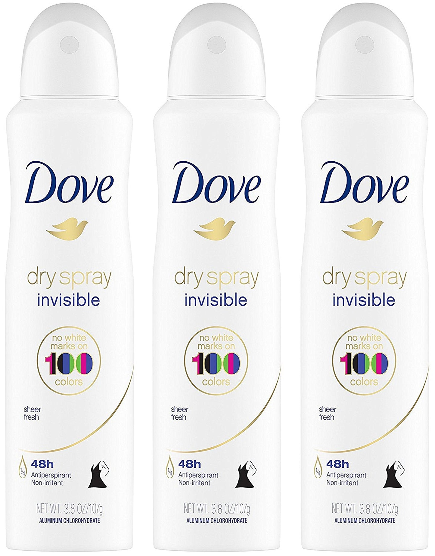 Dove Dry Spray Antiperspirant - Invisible - Sheer Fresh - Net Wt. 3.8 OZ (107 g) Per Can - Pack of 3 Cans Beauty and Personal Care Dove