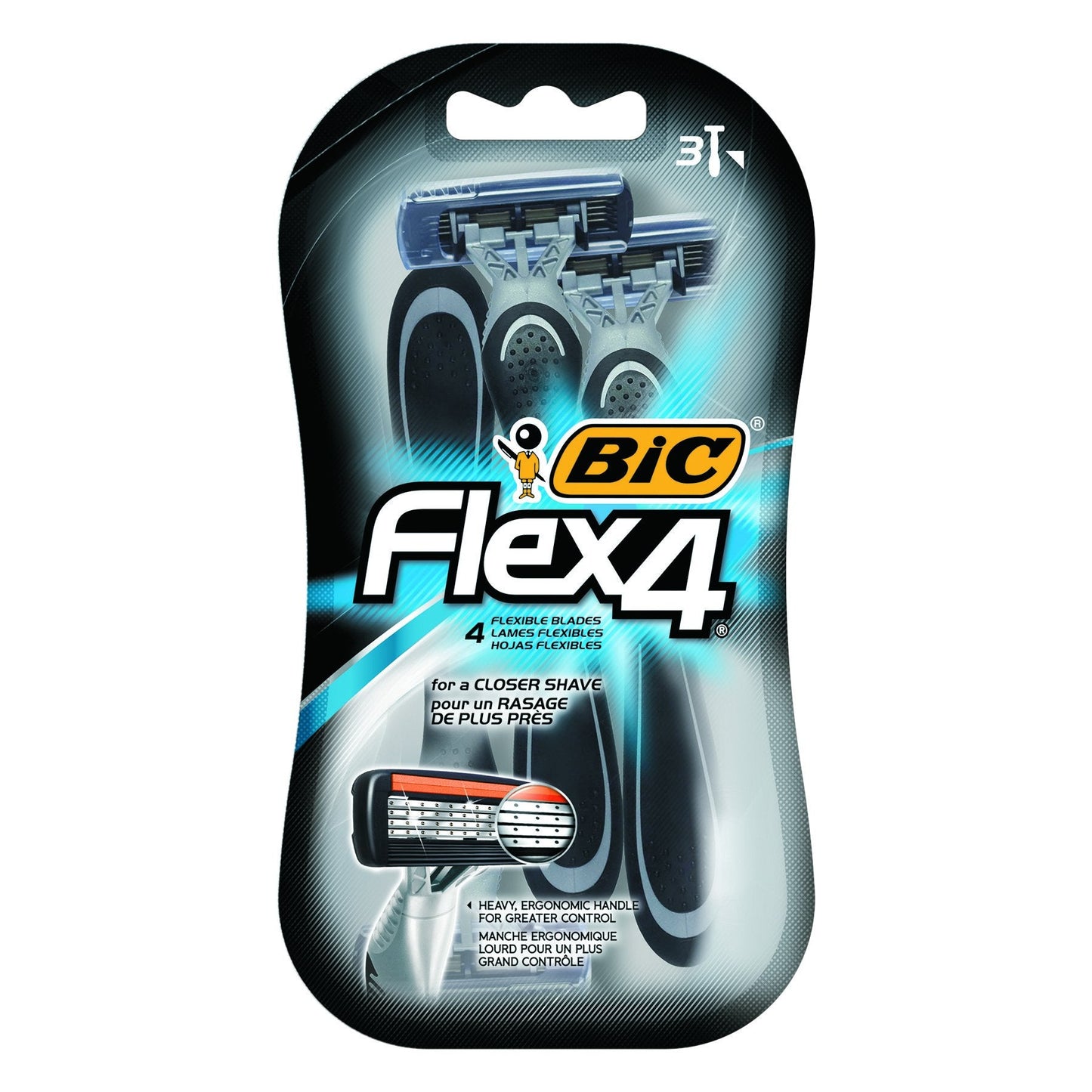 BIC S4FMP32 Gray/Black Flex 4 Disposable Men's Razor, 4 Blades (Pack of 4) Beauty and Personal Care BIC