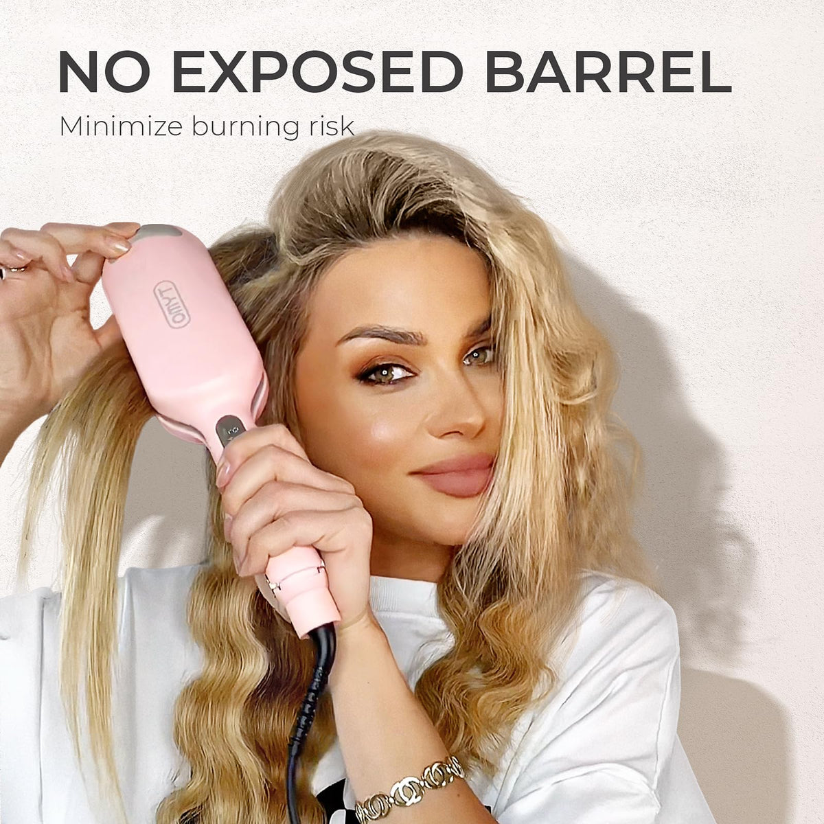 TYMO ROVY Hair Crimper & Curling Iron – 1.25" Ceramic 3 Barrel Deep Waver for Beach Waves, Ionic Curling Wand with Dual Voltage, Anti-Scald, Pink Beauty & Personal Care TYMO