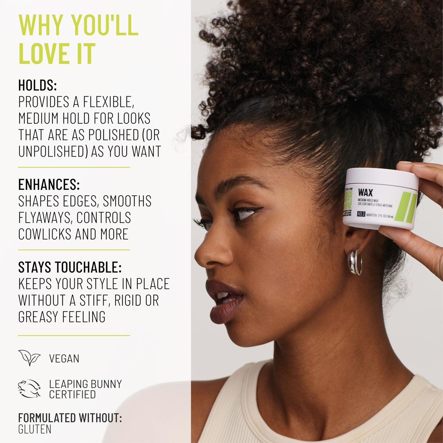 Hairstory Wax - Medium Hold Hair Styling Wax for All Hair Types, Pliable Flexible Hold, Defines Curls, Smooths Flyaways and Edges, Non-Sticky, 2 Fl Oz Beauty & Personal Care Hairstory