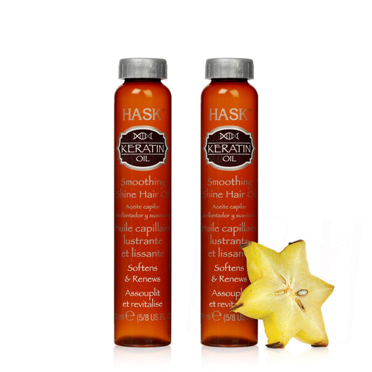 HASK KERATIN PROTEIN Smoothing Hair Oil Vials for Shine, Frizz Control and All Hair Types - Color Safe, Gluten-Free, Sulfate-Free - 2 Vials Beauty & Personal Care HASK