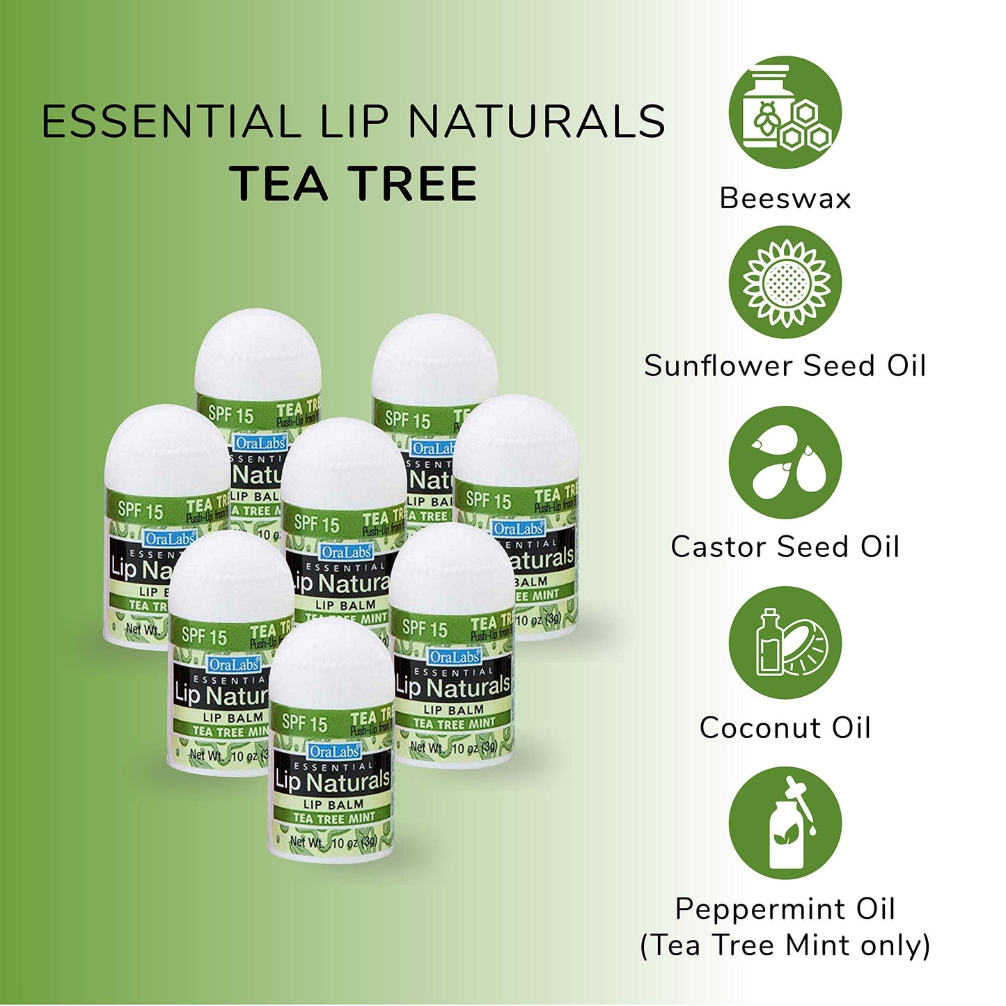 Lip Naturals Mini Lip Balm with SPF 15 Sunscreen, 12 Count Pack, Cherry, Tea Tree Mint & Vanilla Bean Flavors, Made in USA, 0.10oz Each Beauty & Personal Care CHAP-ICE