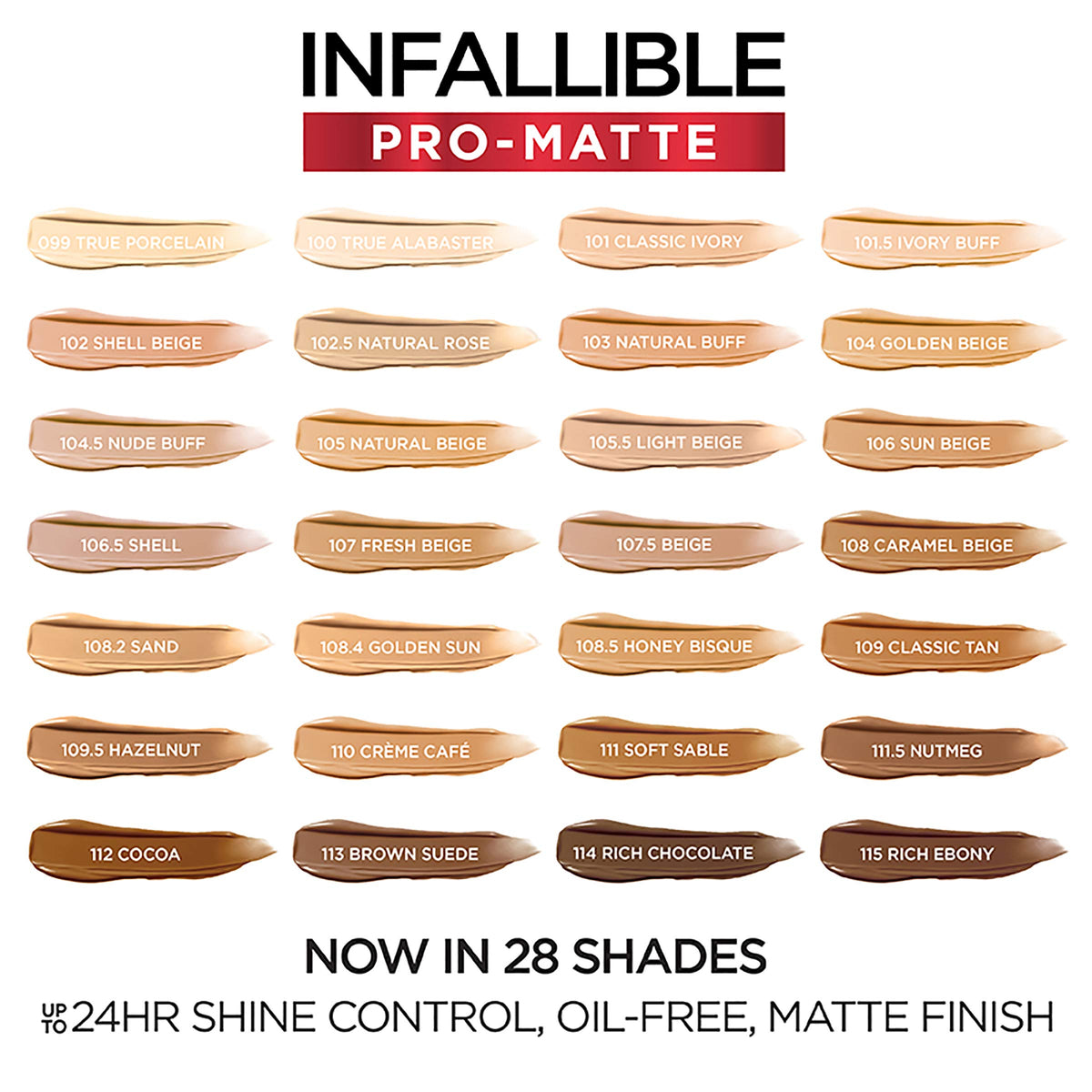 L'Oreal Paris Cosmetics Makeup Infallible Pro-Matte Liquid Longwear Foundation, Rich Chocolate, 1 fl oz.