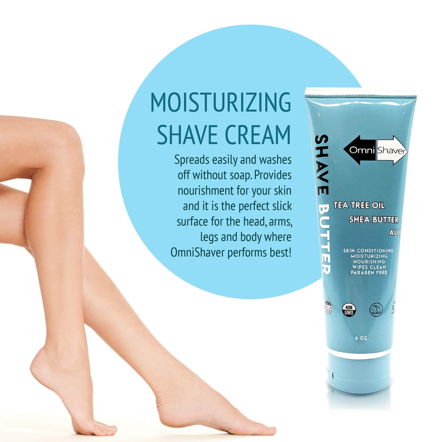 OmniShaver Shave Butter - Moisturizing Shaving Cream for Men & Women | Sensitive Skin Formula | Travel Size 6 oz | Aloe, Tea Tree & Shea Butter… Beauty & Personal Care OmniShaver