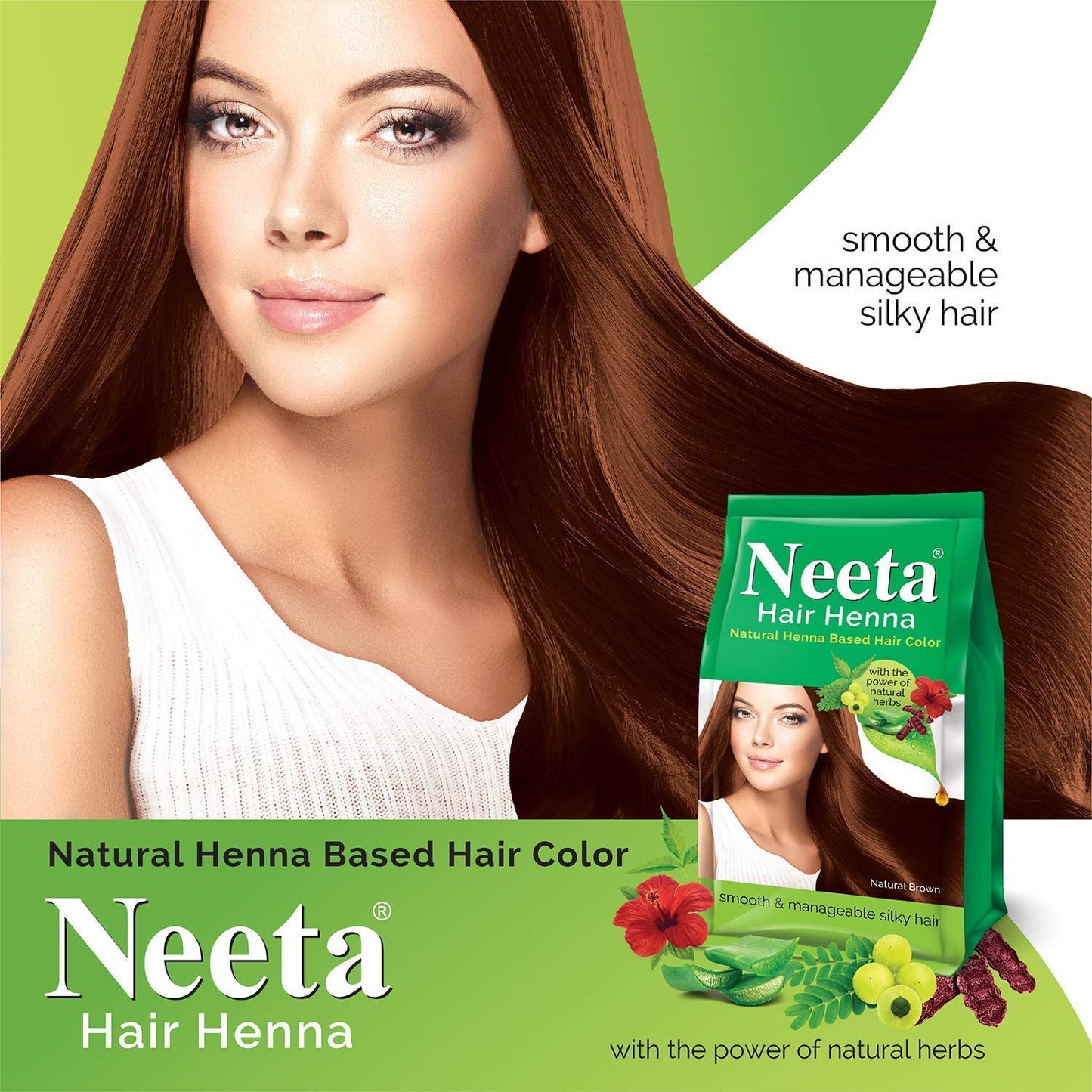 Neeta Hair Henna Powder Enriched With Natural Herbs, Ammonia Free Henna Hair Dye - Natural Brown - 4.41Oz Beauty & Personal Care Neeta
