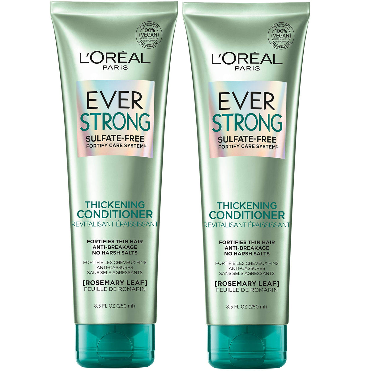 L'Oreal Paris EverStrong Thickening Sulfate Free Conditioner, Thickens + Strengthens, For Thin, Fragile Hair, with Rosemary Leaf, 2 Count (8.5 Fl; Oz