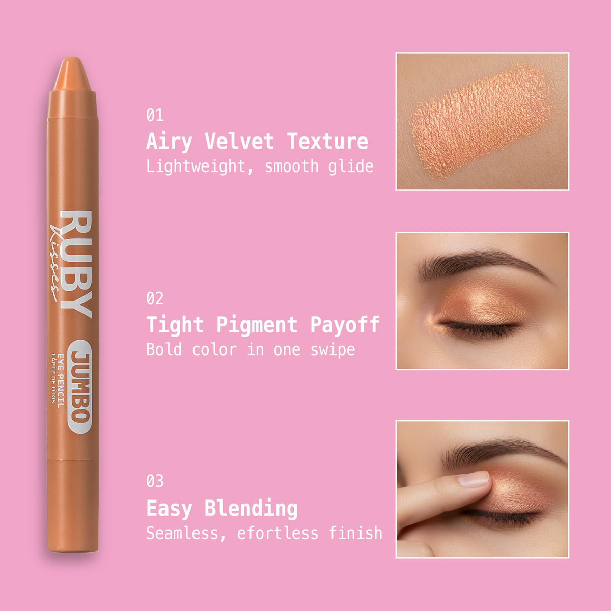Ruby Kisses Jumbo Eye Pencil With Sharpener, Thick Eyeliner Pencil For Eye Shadow Primer & Highlighter on Waterline & Inner Corner, Blendable