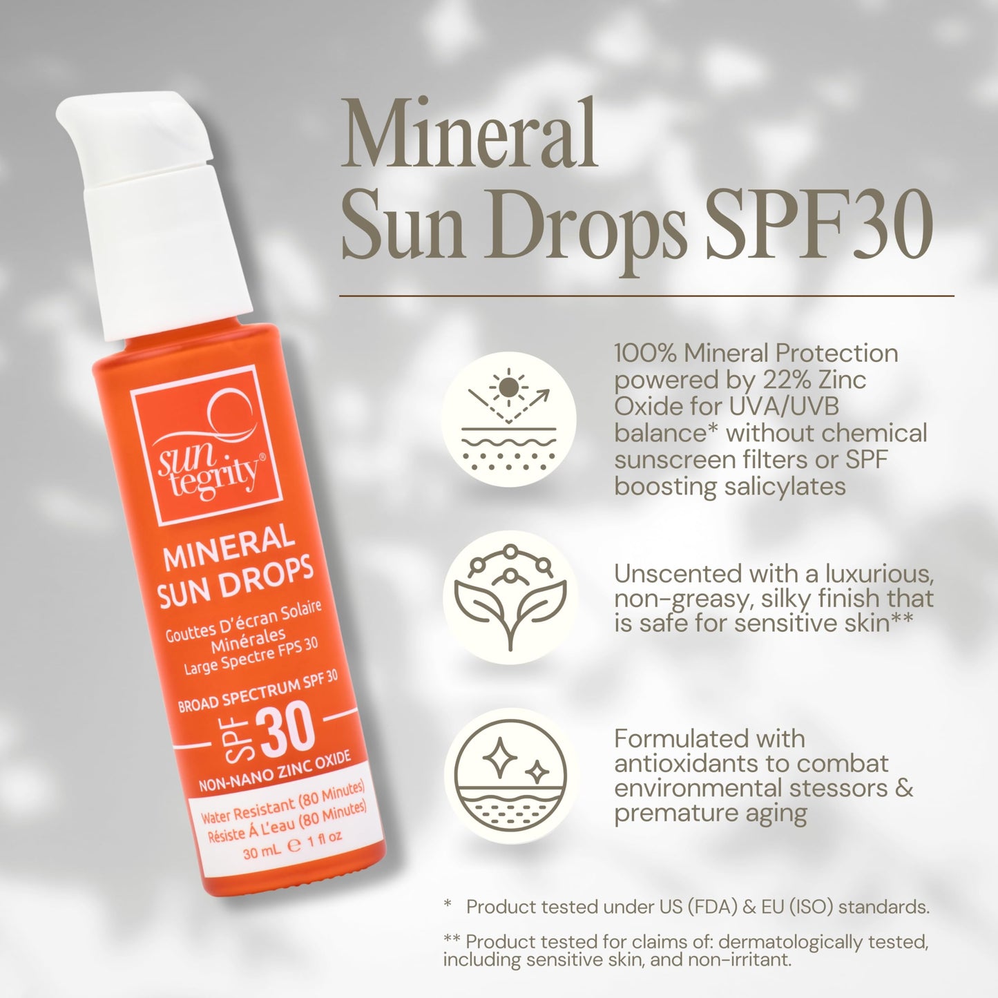 Suntegrity Mineral Sun Drops SPF 30 | Broad Spectrum Zinc Oxide Sunscreen for Face | Vegan, Reef-Safe, Non-Greasy Daily Sun Protection | Beauty & Personal Care Suntegrity