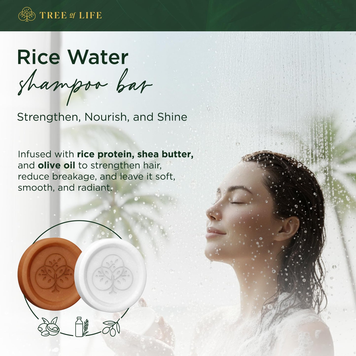 Tree of Life Rice Water Shampoo Bar and Conditioner Bar Set - Sulfate Free Hair Care That Strengthens, Repairs, and Delivers Frizz Control with Silky Beauty & Personal Care Tree of Life