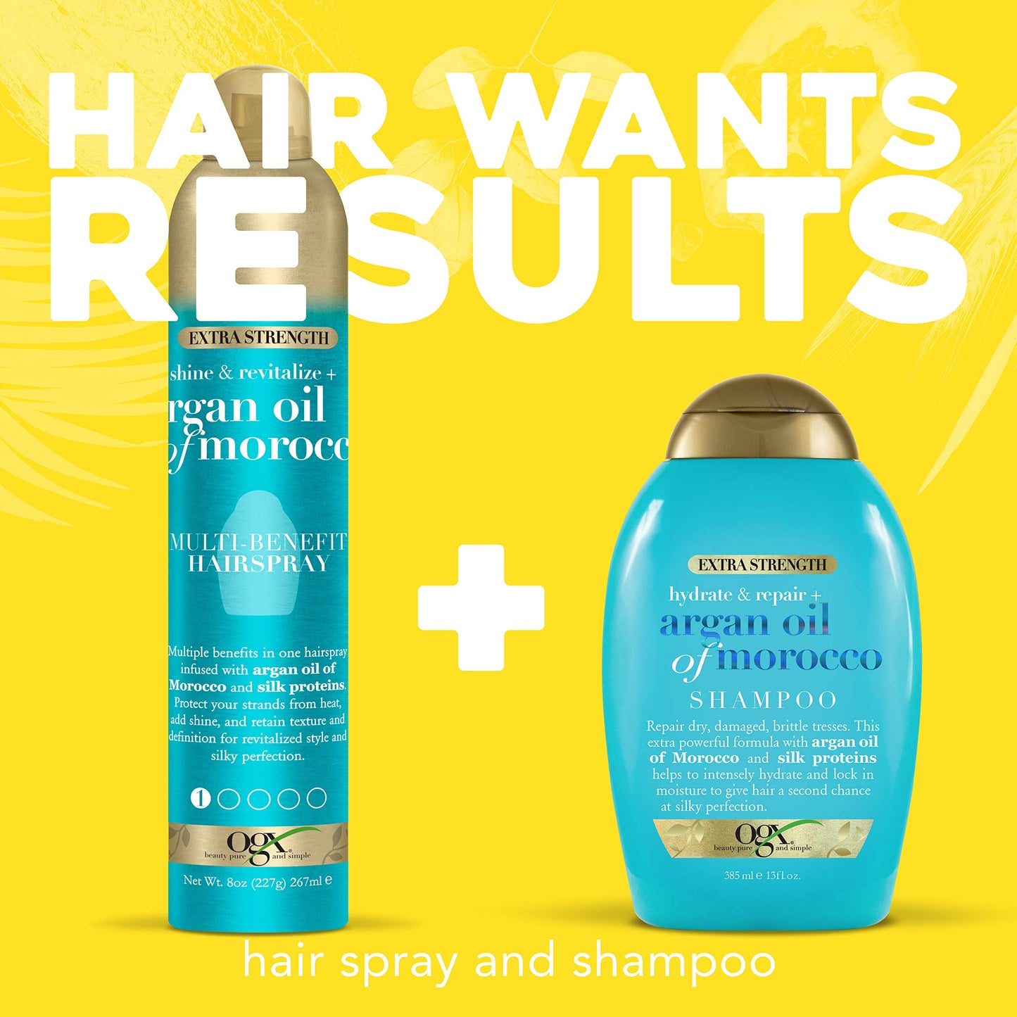 OGX Revitalize + Argan Shine Extra Strength Multi-Benefit Heat Protection Hairspray with Argan Oil & Silk Proteins, Tame Frizz & Non-Greasy Shine Beauty & Personal Care OGX