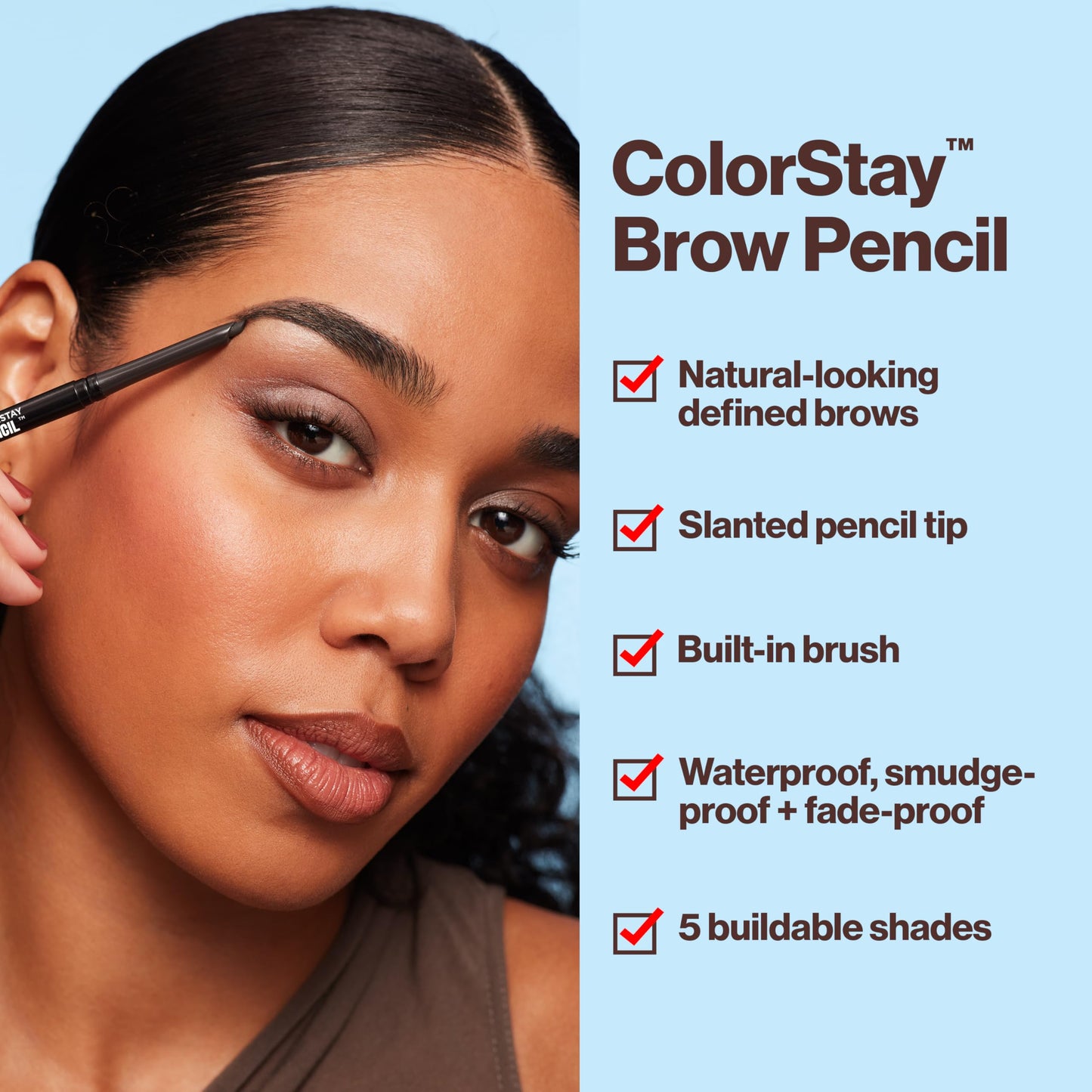 Revlon ColorStay Eyebrow Pencil with Spoolie Brush, Waterproof, Hair-Like Strokes, Stocking Stuffer for Her, 210 Soft Brown, 0.021 oz Beauty & Personal Care REVLON