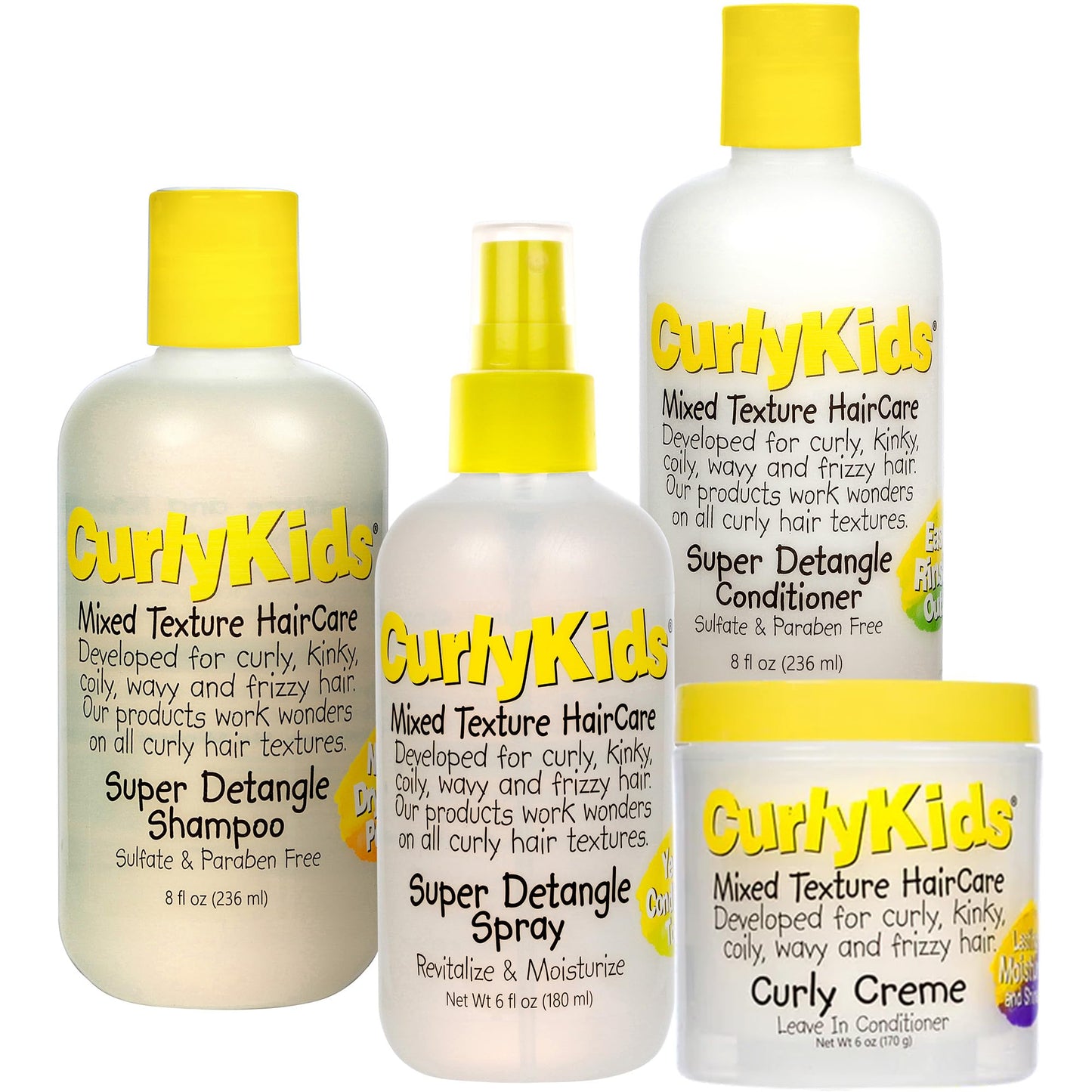 CurlyKids Textured Hair Care Set with Hair Detangler Spray, Kids Shampoo, Conditioner & Creme for Curly, Frizzy, & Wavy Hair | Sulfate & Paraben-Free Beauty & Personal Care CurlyKids