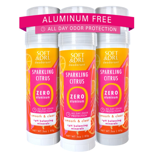 Soft & Dri Sparkling Citrus Aluminum Free Deodorant, 3 oz, Smooth and Clear Stick, pH Balancing Minerals, 3 pack Beauty and Personal Care Soft & Dri