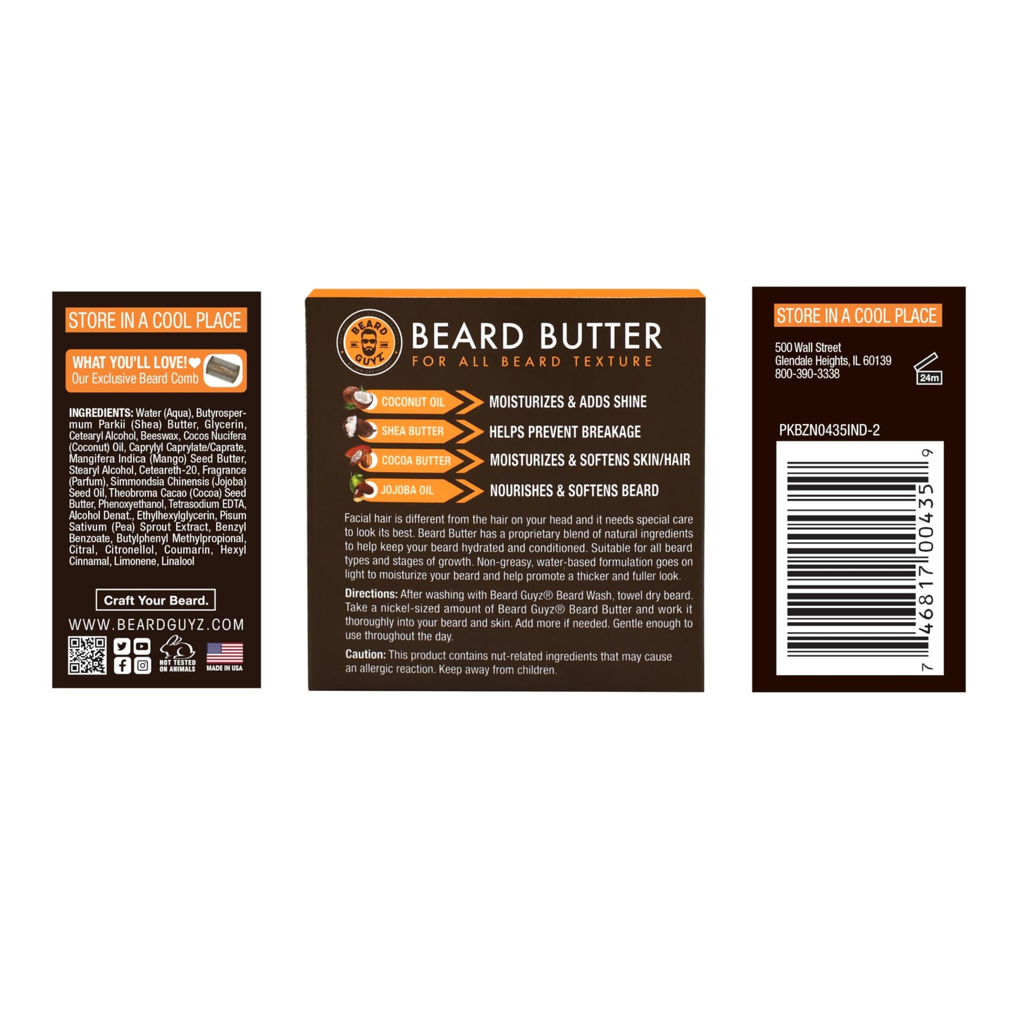 Beard Guyz Beard Butter - Moisturizing Beard Leave-In Conditioner and Softener for Men, Tames Frizz, Softens and Hydrates Facial Hair - 3 oz Beauty & Personal Care Beard Guyz