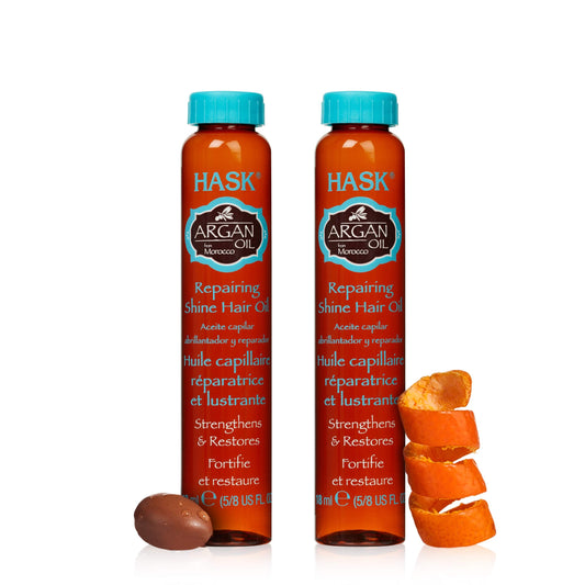 HASK ARGAN Repairing Hair Oil Vials for shine and frizz control for all hair types, color safe, gluten free, sulfate free, paraben free - Pack of 2 Beauty & Personal Care HASK