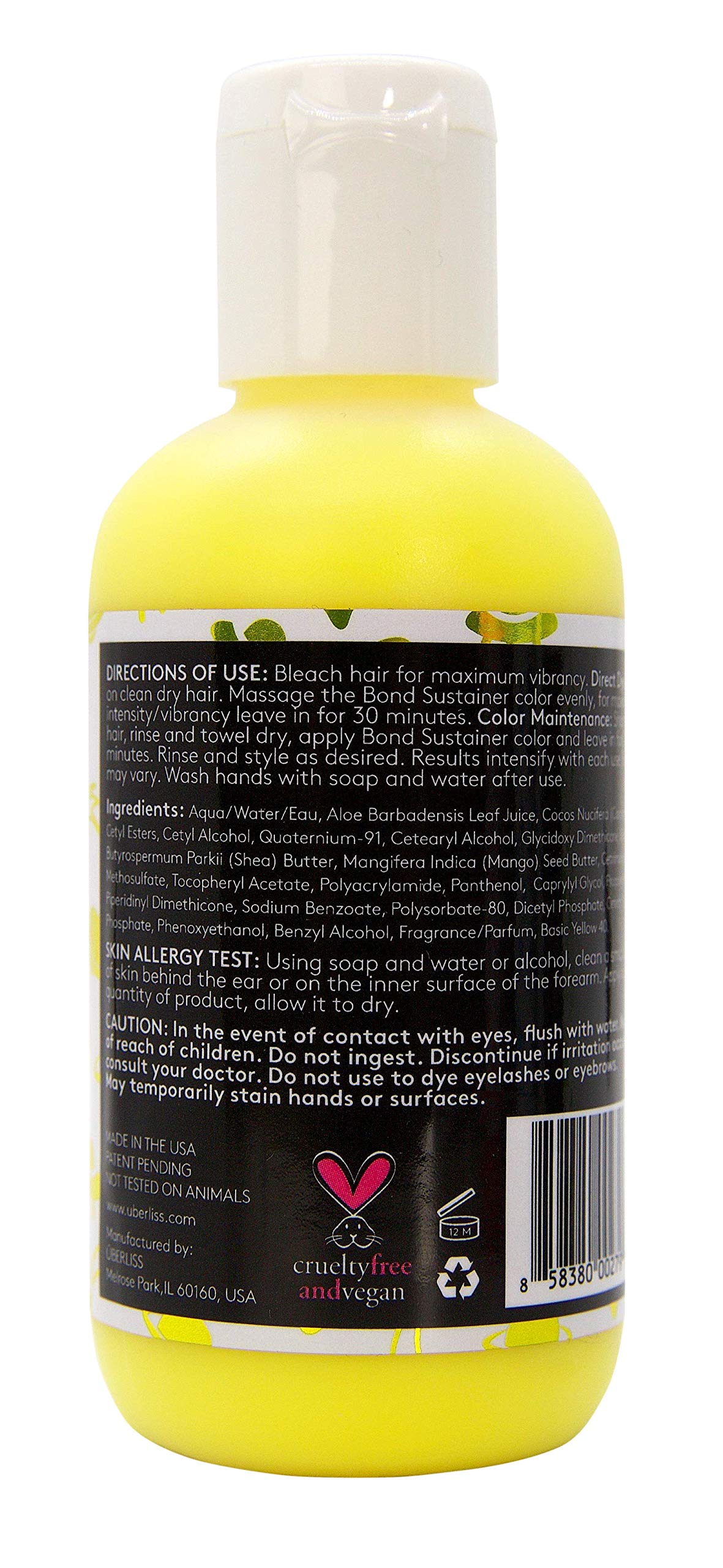 Bond Sustainer Color (Neon Utopia Yellow) 3.7oz Bond - Color Depositing Conditioner - Semi Permanent Direct Dye - Rebuild Broken Bonds - For Healthy Beauty & Personal Care UBERLISS