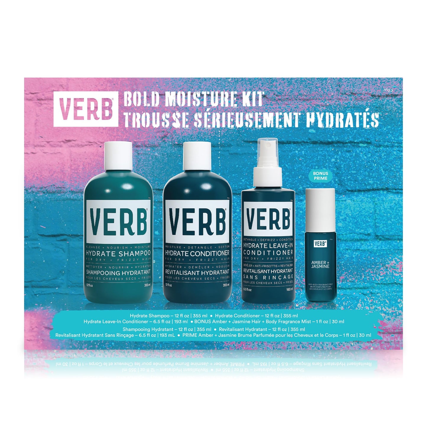 VERB Bold Moisture Hydrate Kit, 4 pc - Cleanses + Nourishes Dry + Frizzy Hair to Smooth + Reduce Frizz - Amber + Warm Jasmine Scent Beauty & Personal Care VERB