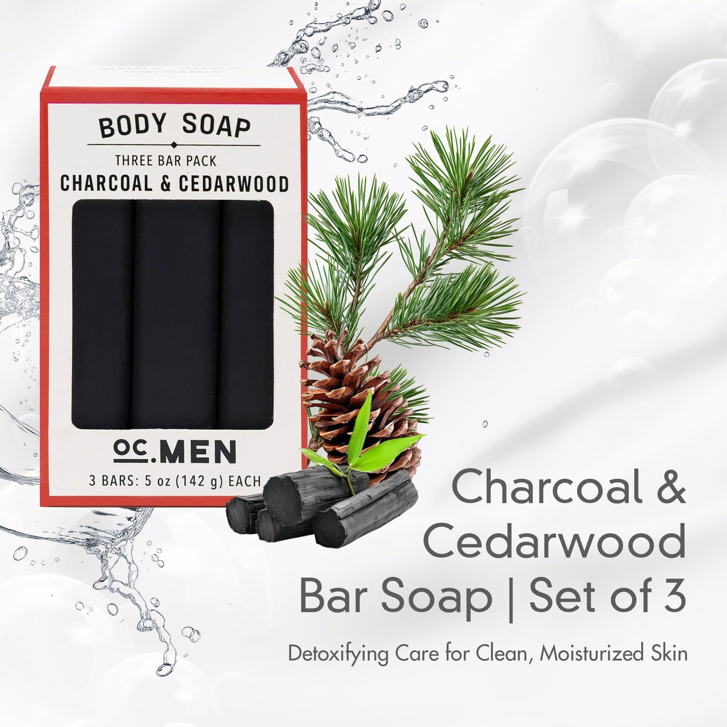 Olivia Care Activated Charcoal Cedarwood Bar Soap 3 Pack Set 100% Natural & Organic - For Face & Body - Deep Clean, Exfoliate, Moisturize & Hydrate Beauty & Personal Care Olivia Care