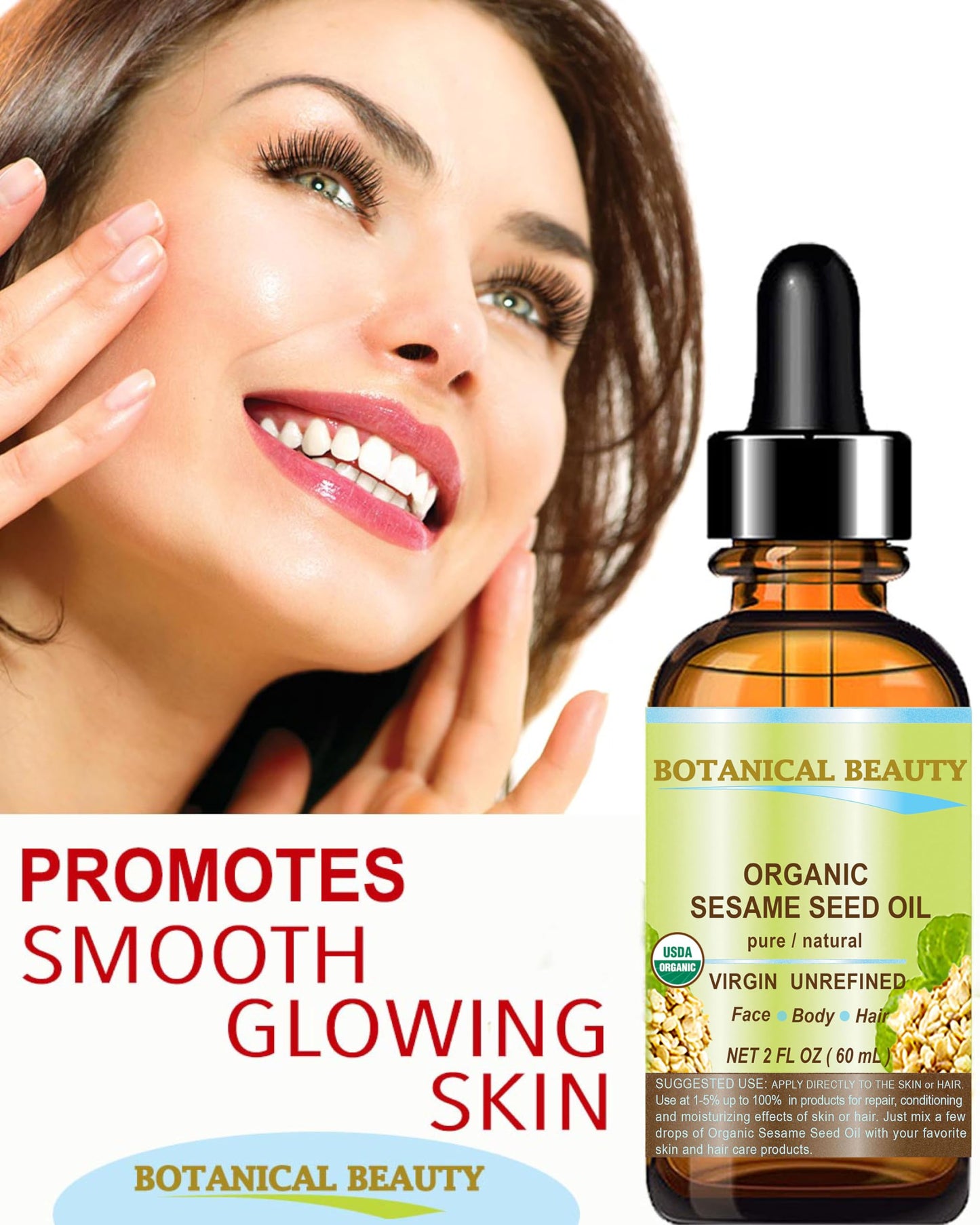 Botanical Beauty Organic SESAME SEED OIL 100% Pure Natural Virgin Unrefined Undiluted Cold Pressed Carrier Oil for Face, Skin, Body, Hair, Massage Beauty & Personal Care Botanical Beauty