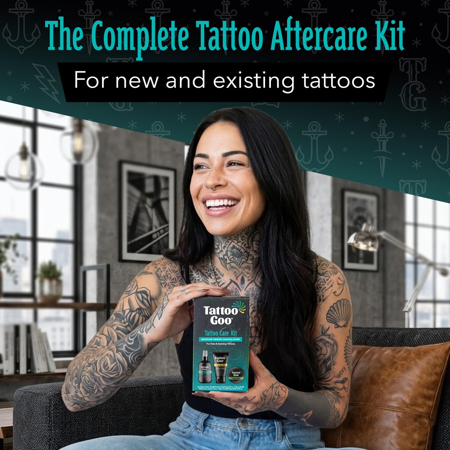 Tattoo Goo Tattoo Aftercare Kit, 3 Piece Set, Includes Antimicrobial Soap, Tattoo Balm & Healing Lotion, Main Vibrant Color & Glow, Complete Kit Beauty and Personal Care Tattoo Goo