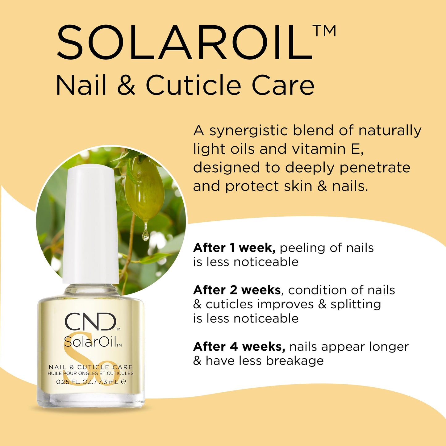 CND SolarOil Cuticle Oil, Natural Blend Of Jojoba, Vitamin E, Rice Bran and Sweet Almond Oils, Moisturizes and Conditions Skin, Pack Of 1, 0.25 Fl Oz Beauty & Personal Care CND