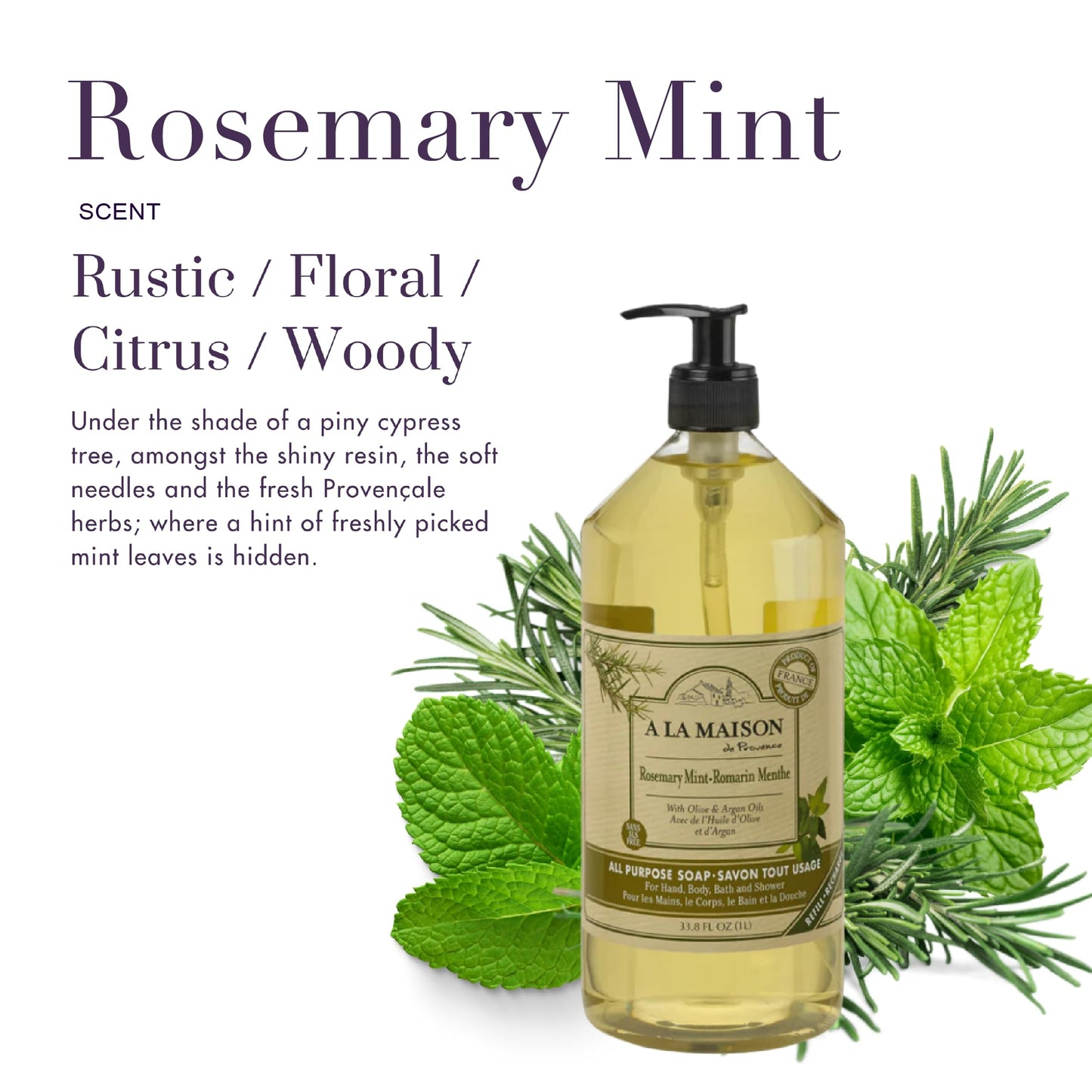 A LA MAISON French Liquid Hand Soap, Rosemary Mint - Natural Hand Wash Made with Essential Oils - Biodegradable, Plant-Based, Vegan, Cruelty-Free Beauty & Personal Care A LA MAISON