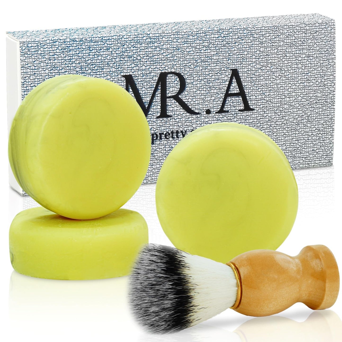 3Pack Shaving Soap for Men, Shaving Soaps Puck for Sensitive Skin, Unscented Shave Soap Bar, Rich Lasting Lather, Light Natural Scent Beauty and Personal Care MR.A