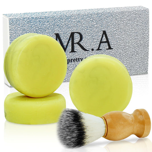 3Pack Shaving Soap for Men, Shaving Soaps Puck for Sensitive Skin, Unscented Shave Soap Bar, Rich Lasting Lather, Light Natural Scent Beauty and Personal Care MR.A