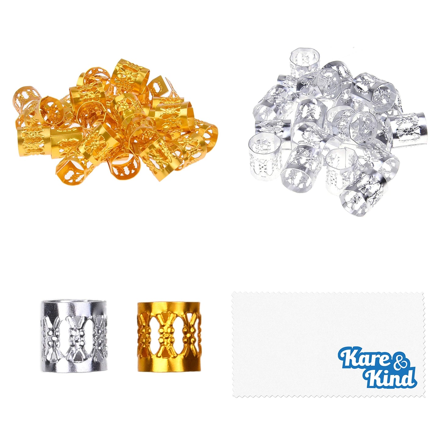hair braid cuff gold and silver 200pcs - Kare & Kind 200x Aluminum Hair Cuffs Beauty & Personal Care Kare & Kind