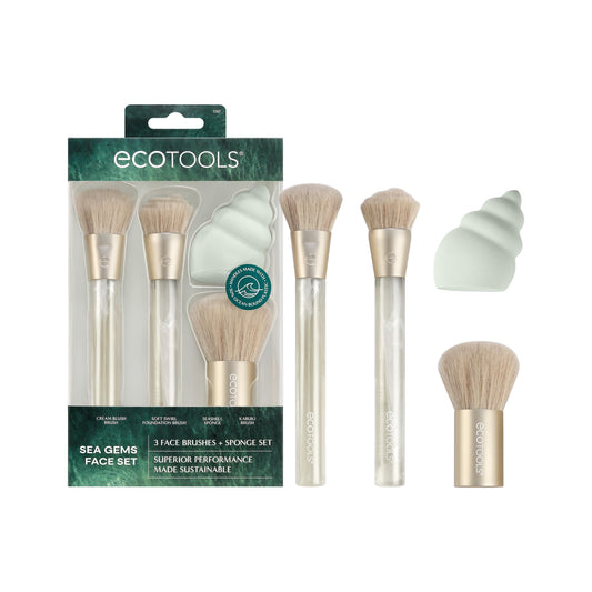 EcoTools Sea Gems Face Makeup Brush & Sponge 4-Piece Set