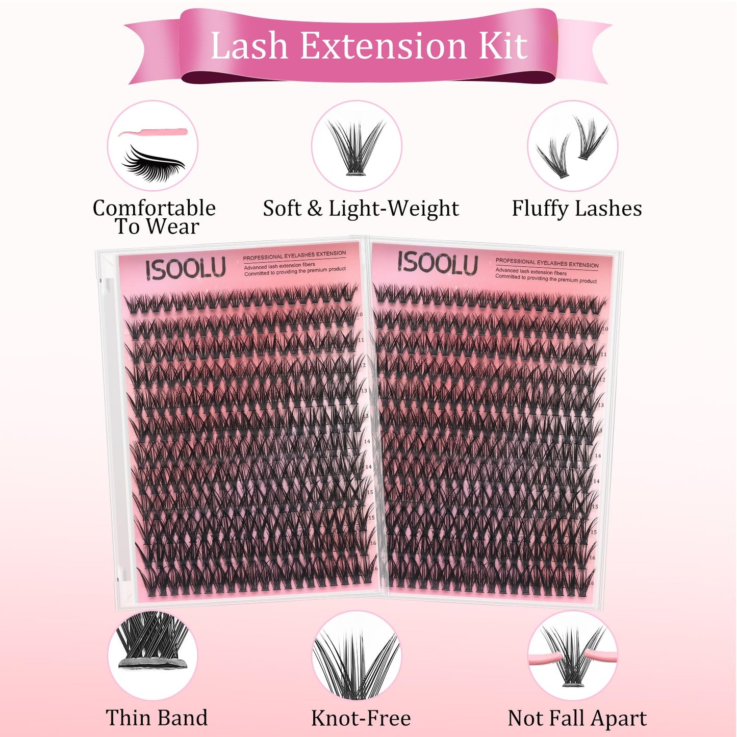 ISOOLU Lash Clusters Manga Individual Lashes Wispy Eyelash Clusters WideSpan Eyelash Extension Kit with Lash Bond and Seal Wet-Look Spiky Cluster Beauty and Personal Care ISOOLU