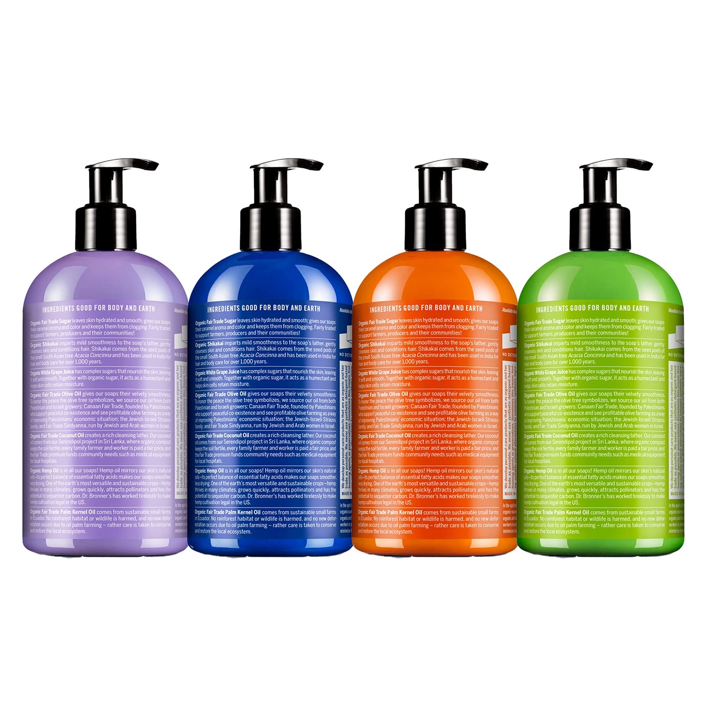 Dr. Bronner's - Organic Sugar Soap (12 oz Variety Pack) Lavender, Peppermint, Tea Tree, & Lemongrass - Made with Organic Oils, Sugar & Shikakai Beauty & Personal Care Dr. Bronner's