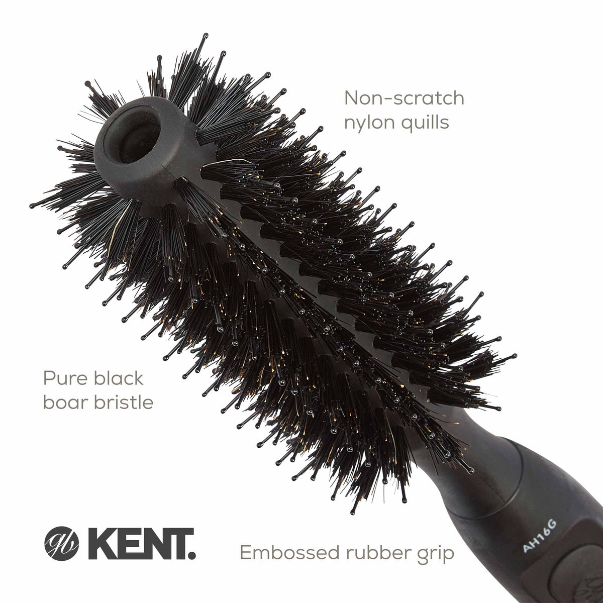 Kent AH16G AirHez Boar & Nylon Bristle Round Brush - Blow Dryer Brush for Curling, Great for Adding Volume & Root Lifting in Short Hair