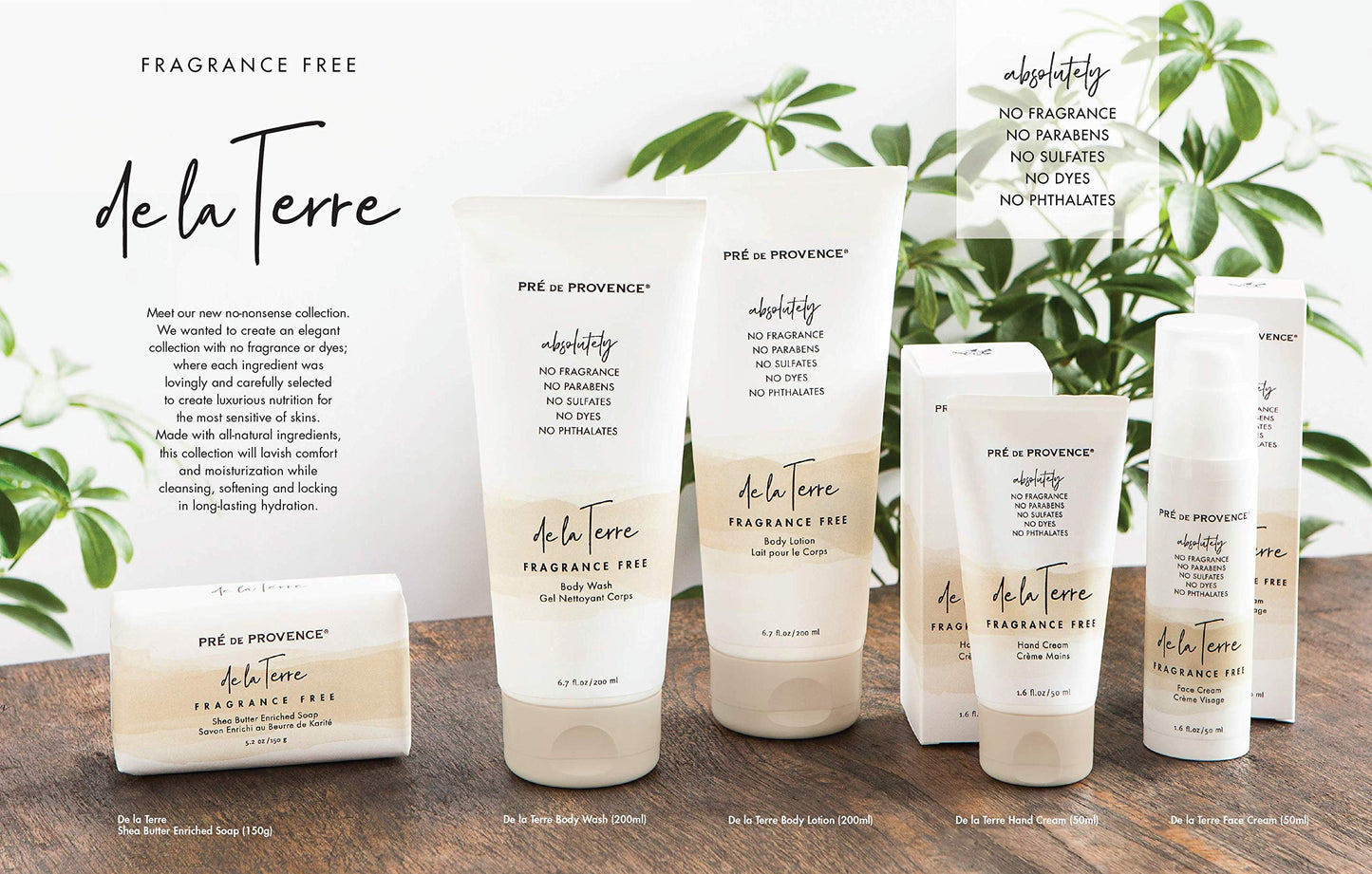 De La Terre All Natural Sensitive Skin Collection Fragrance Free, Moisturizing & Hydrating, Face Cream, 50 ML Beauty & Personal Care De La Terre