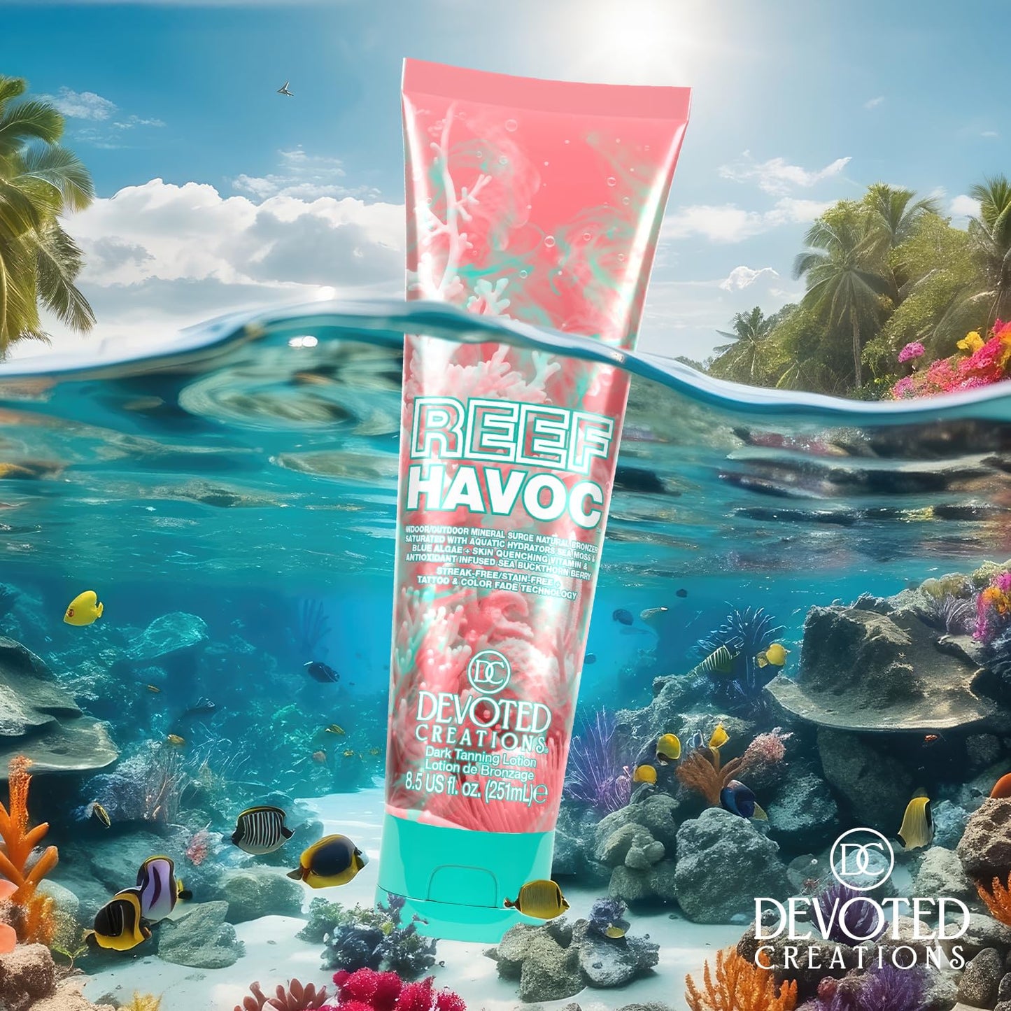 Devoted Creations Reef Havoc | Indoor/Outdoor Mineral Surge Natural Bronzer Dark Tanning Lotion Beauty & Personal Care Devoted Creations